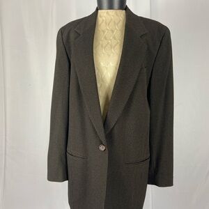 DKYN size 10 Women’s Dark Brown Pinstripe Vintage Single-Button Blazer